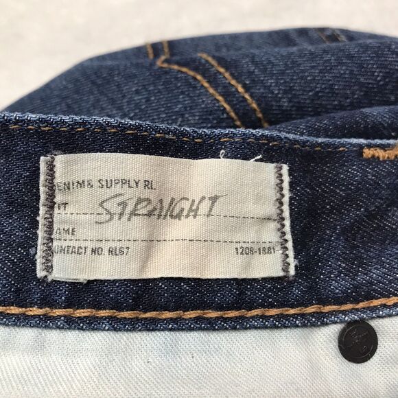 RALPH LAUREN Denim Supply Jean Men 33x34 Straight Dark Whisker Wash USA Fabric - Picture 5 of 14